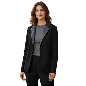 Sioni Cardigan Jacket with Faux Leather Accents